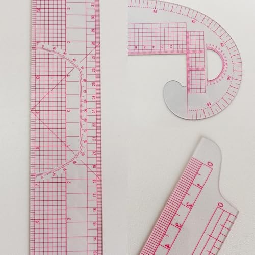 French Curve Ruler for Pattern Making, 15 Pieces Clear Sewing Ruler Set for