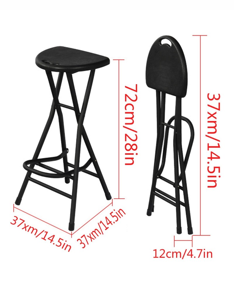 28 inch Black Folding Bar Stool,Folding Stool for Adults Foldable Stools with...