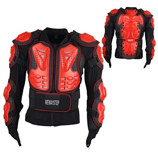 Motorcycle Protective Jacket Full Body Armor, Chest Spine Protection Medium Red