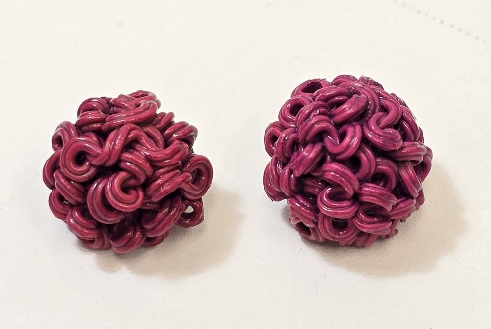 2 Vintage Pink Extruded Celluloid Spaghetti Buttons