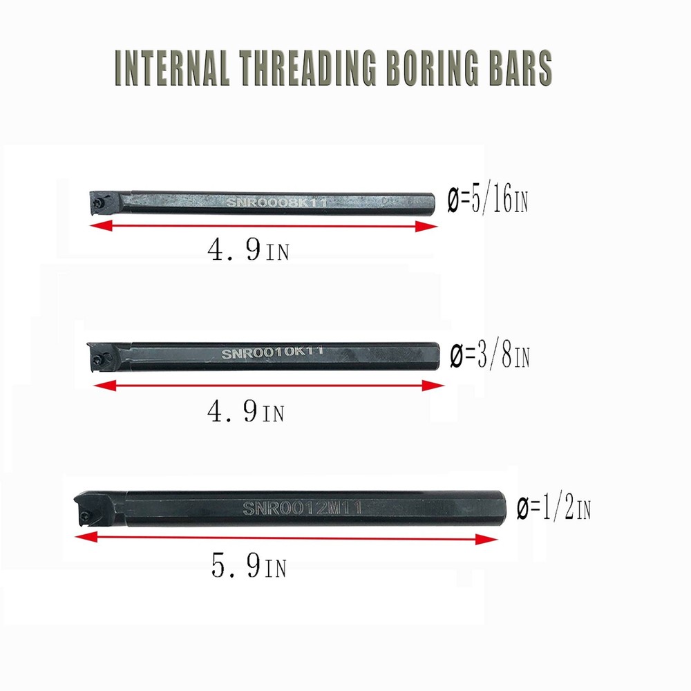 3pcs 5/16, 3/8, 1/2 SNR Lathe Threading Tool External Internal Threading holder