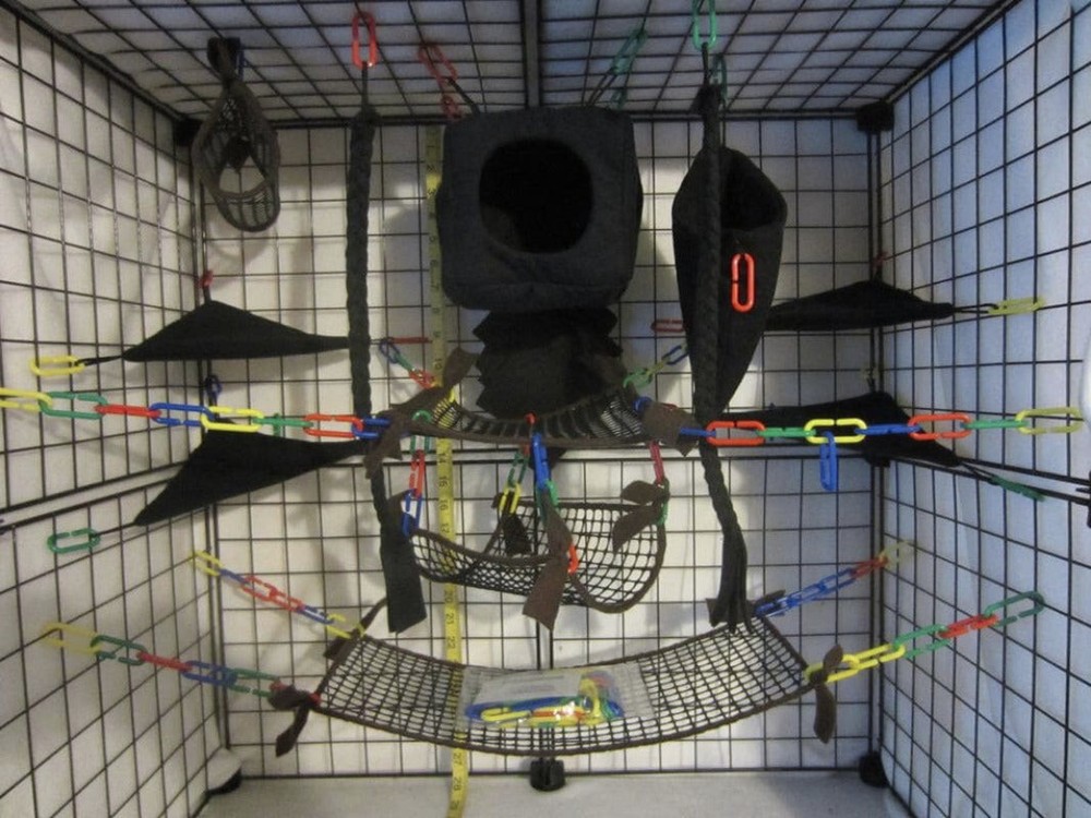 15 pc - Cube Brown Mesh Sugar Glider Cage Set | Sugar Glider Accessories