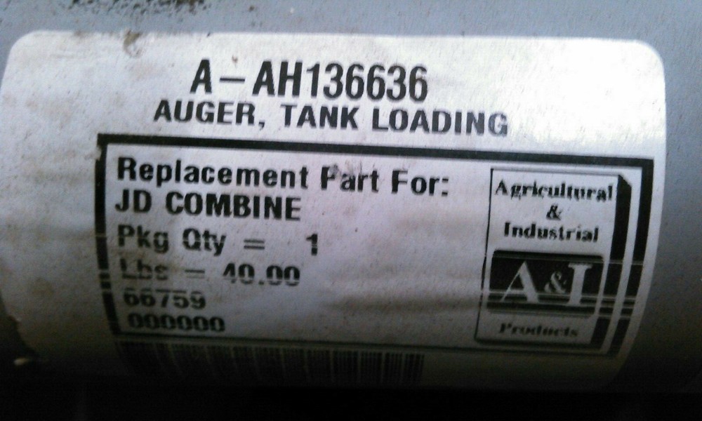 JOHN DEERE, A&I AH136636 GRAIN TANK LOADING AUGER