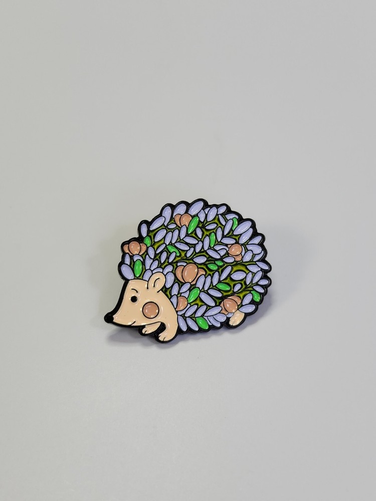 Hedgehog Covered in Leaves Lapel Pin
