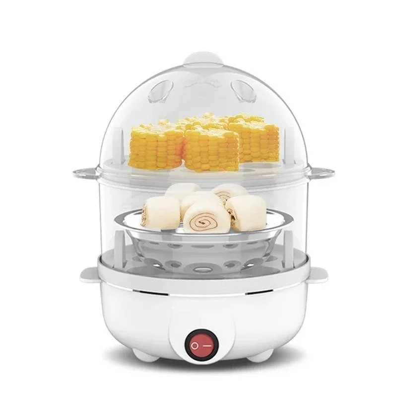 Electric Egg Cooker Boiler Double Layer Automatic 14 Egg Capacity Steamer