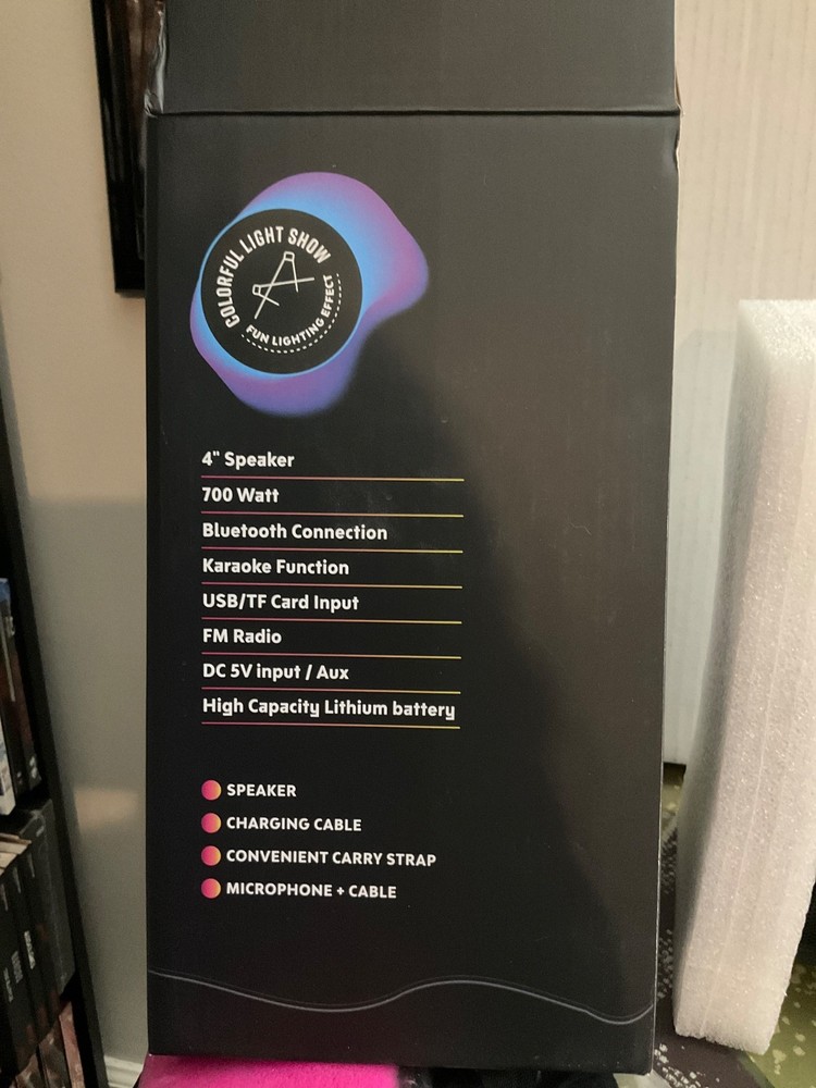 Portable Bluetooth Speaker Karaoke Machine System +Microphone Party Light /Strap