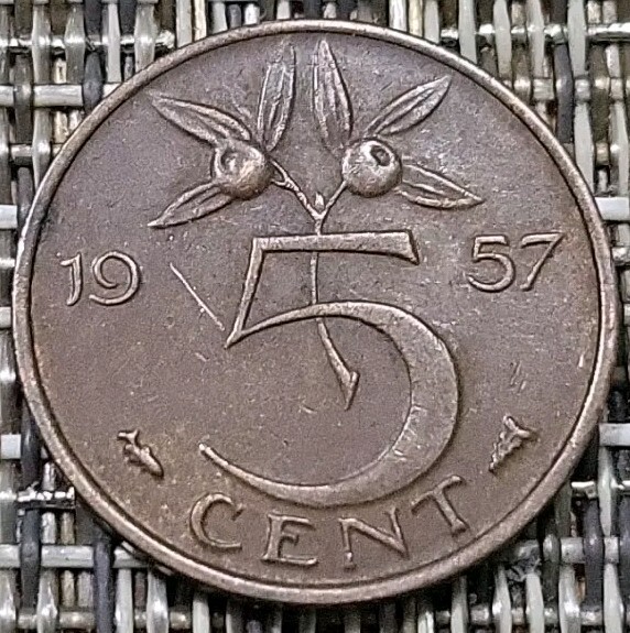 1957 Netherlands 5 Cents (B370)