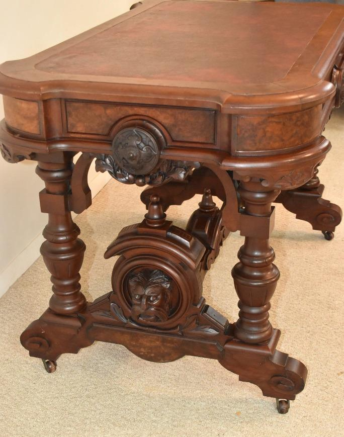 Victorian Walnut Library Table Belter Style