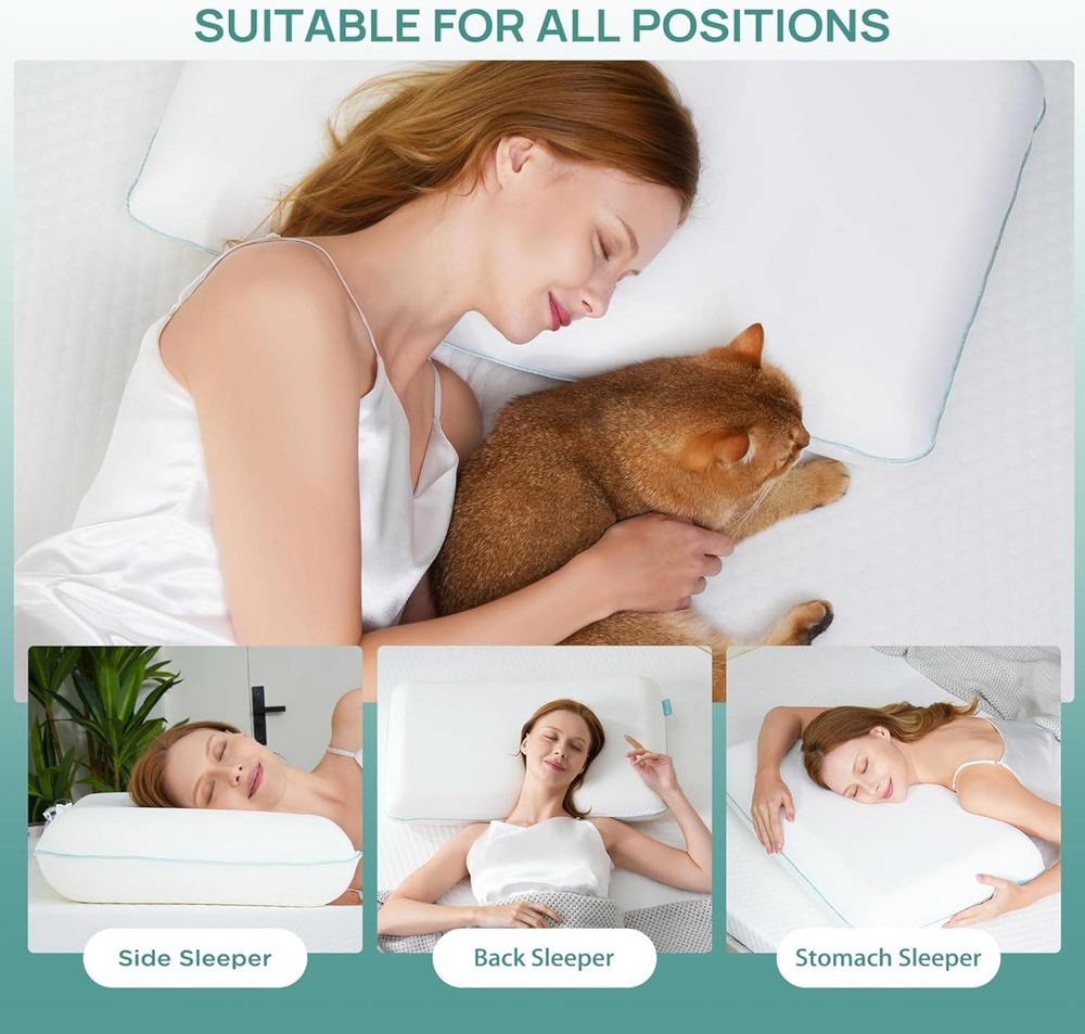 Cooling Soft Memory Foam & Cervical Neck Pillow with Height Adjustable-Ergonomic