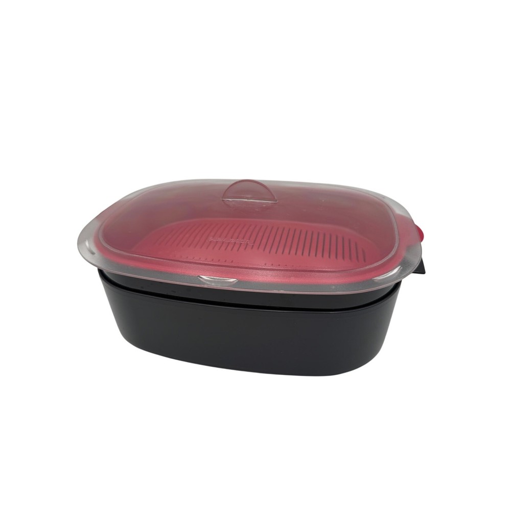 REPS SAMPLE Tupperware 5pc Oval Microwave Stack Cooker Micro Steamer Black/Pink