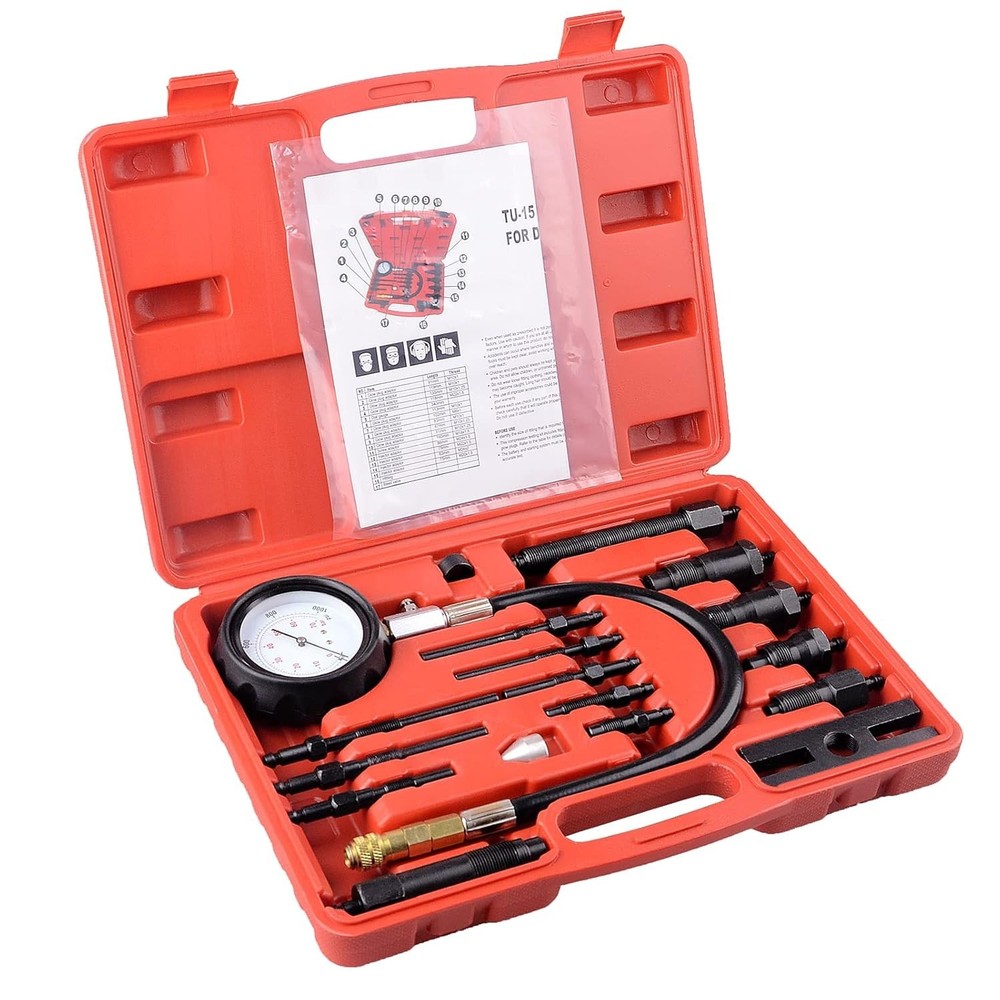 17-Piece Diesel Engine Compression Tester Kit - Precise Diagnostics for Vehicles