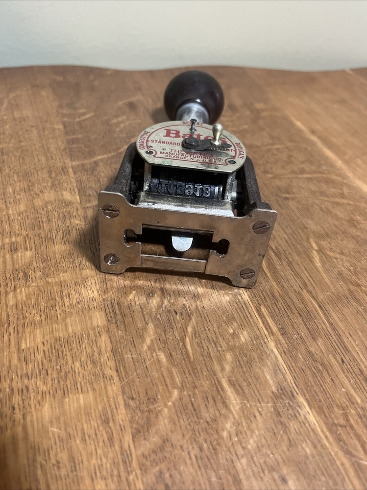 Vintage BATES Numbering Machine Ink Stamper 6 Wheels Style E