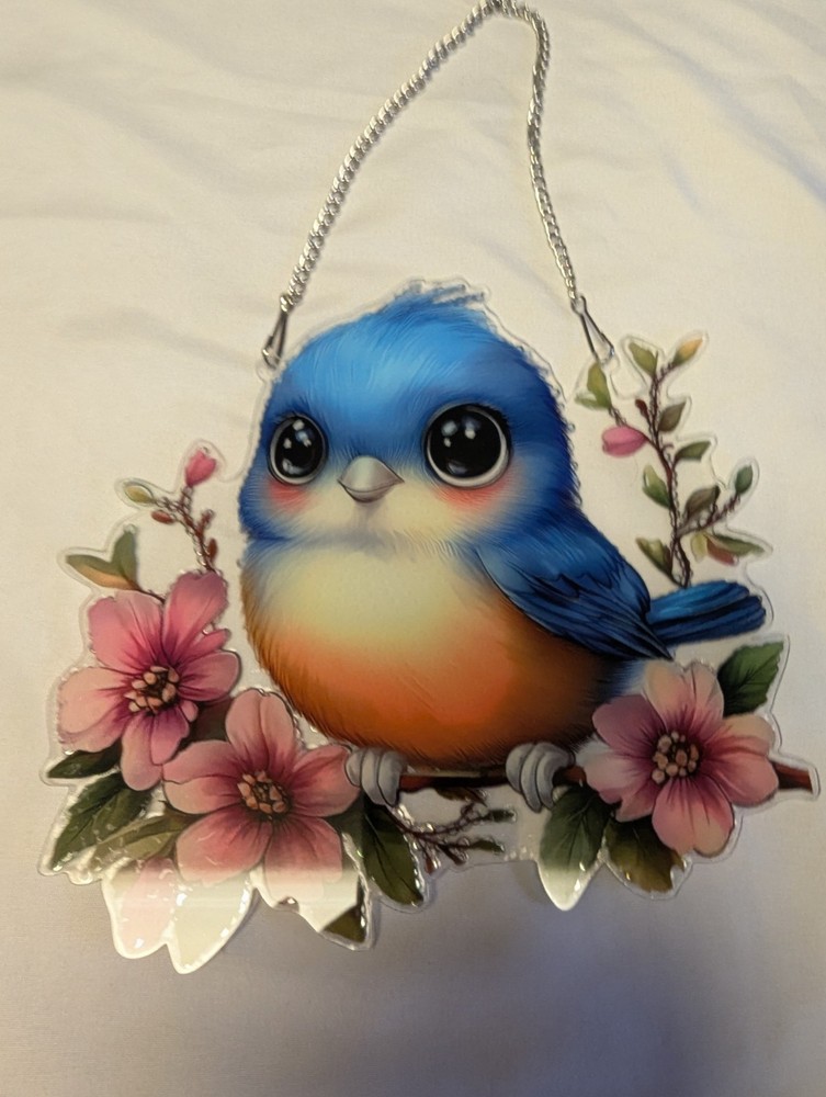Diamond Art Bluebird on Branch Wall/Window Hanging~Completed