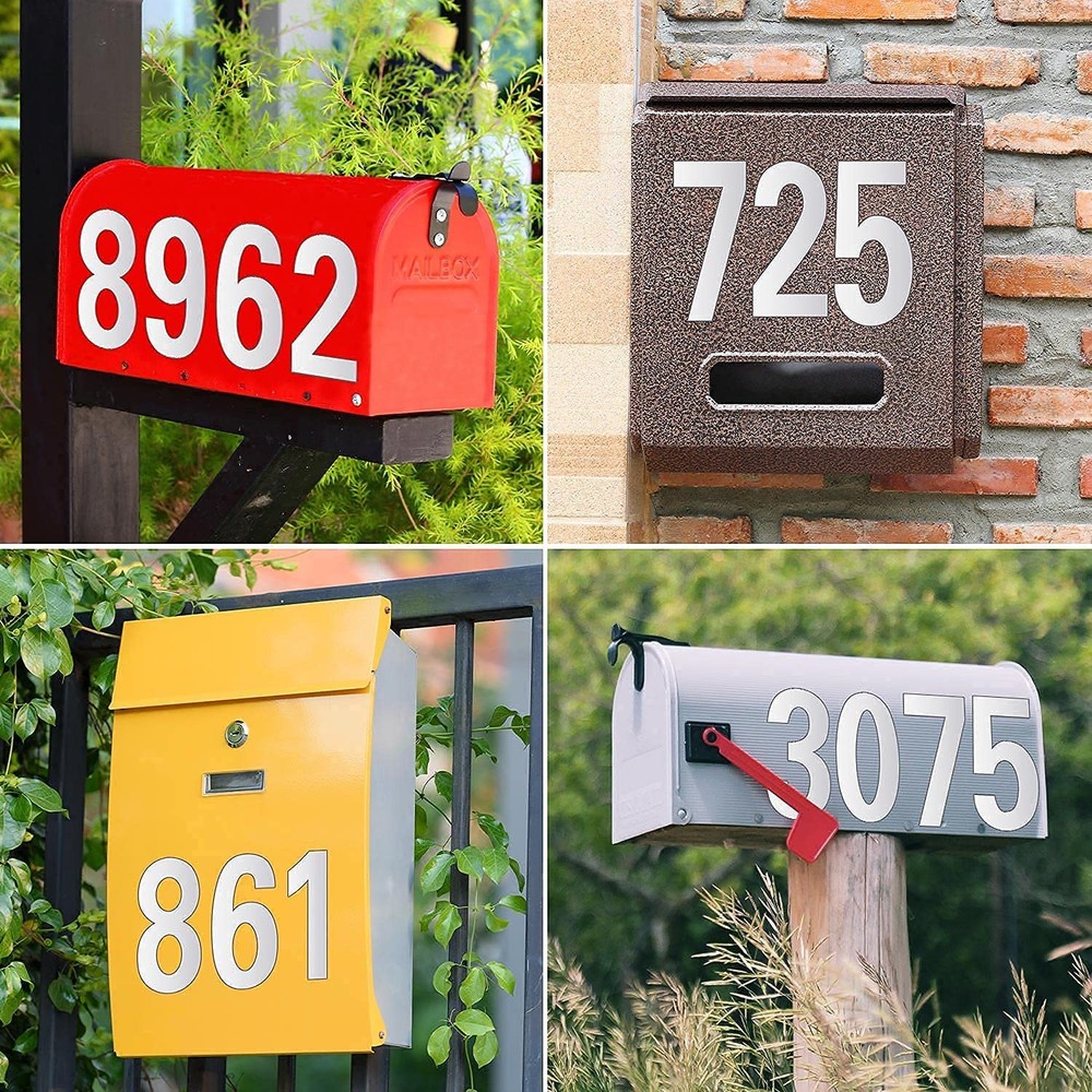 White Mailbox Numbers Reflective - 5 Sets 3 Inch,