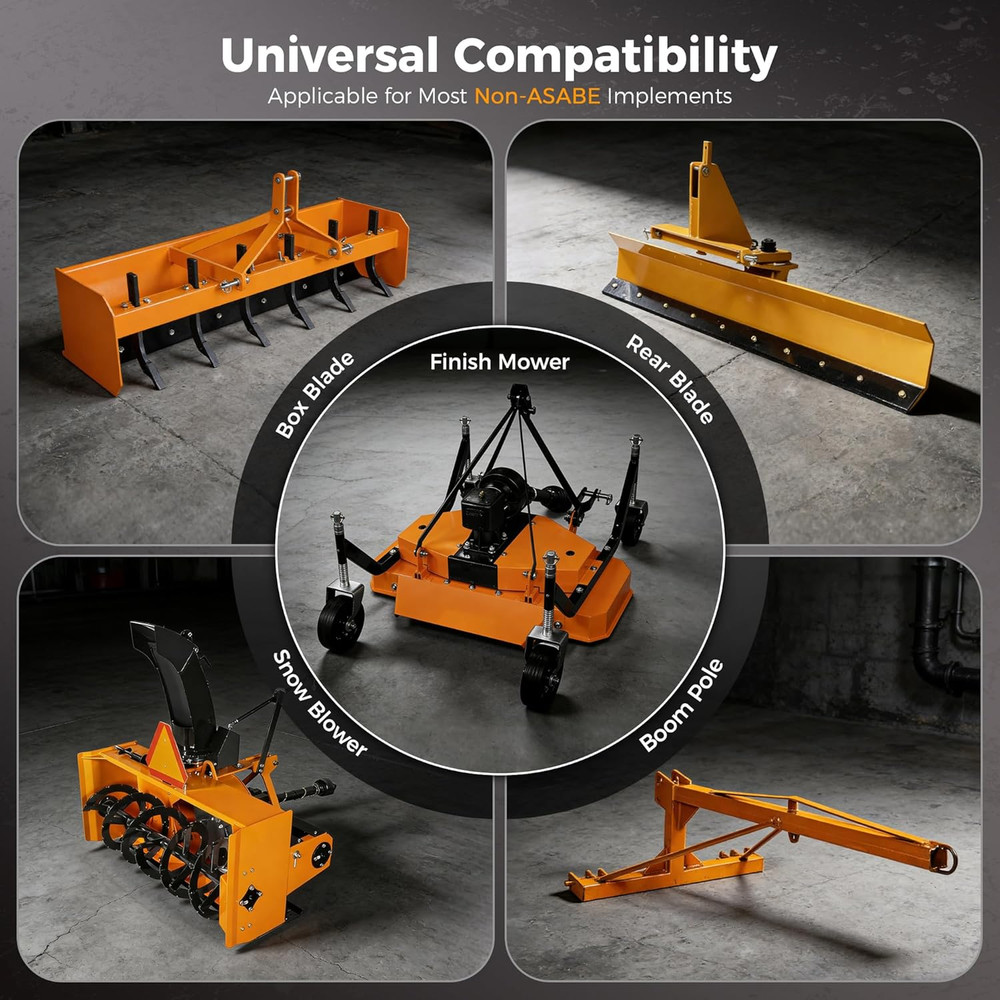 ​ Versatile Quick Hitch Adapter for Category 1 Tractors, 3000-Lb Capacity & 2-He