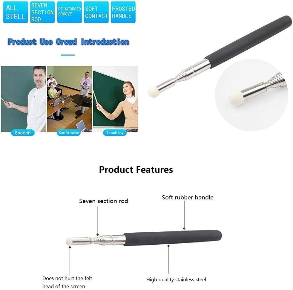 Lightweight 39-Inch Telescopic Pointer with Soft Felt Tip for Easy Teaching