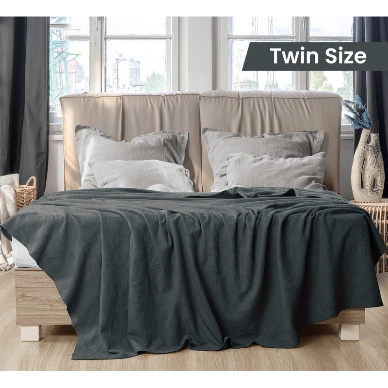 Oversized Cotton Thermal Blanket Soft Breathable Dobby Weave Cozy Home Essential