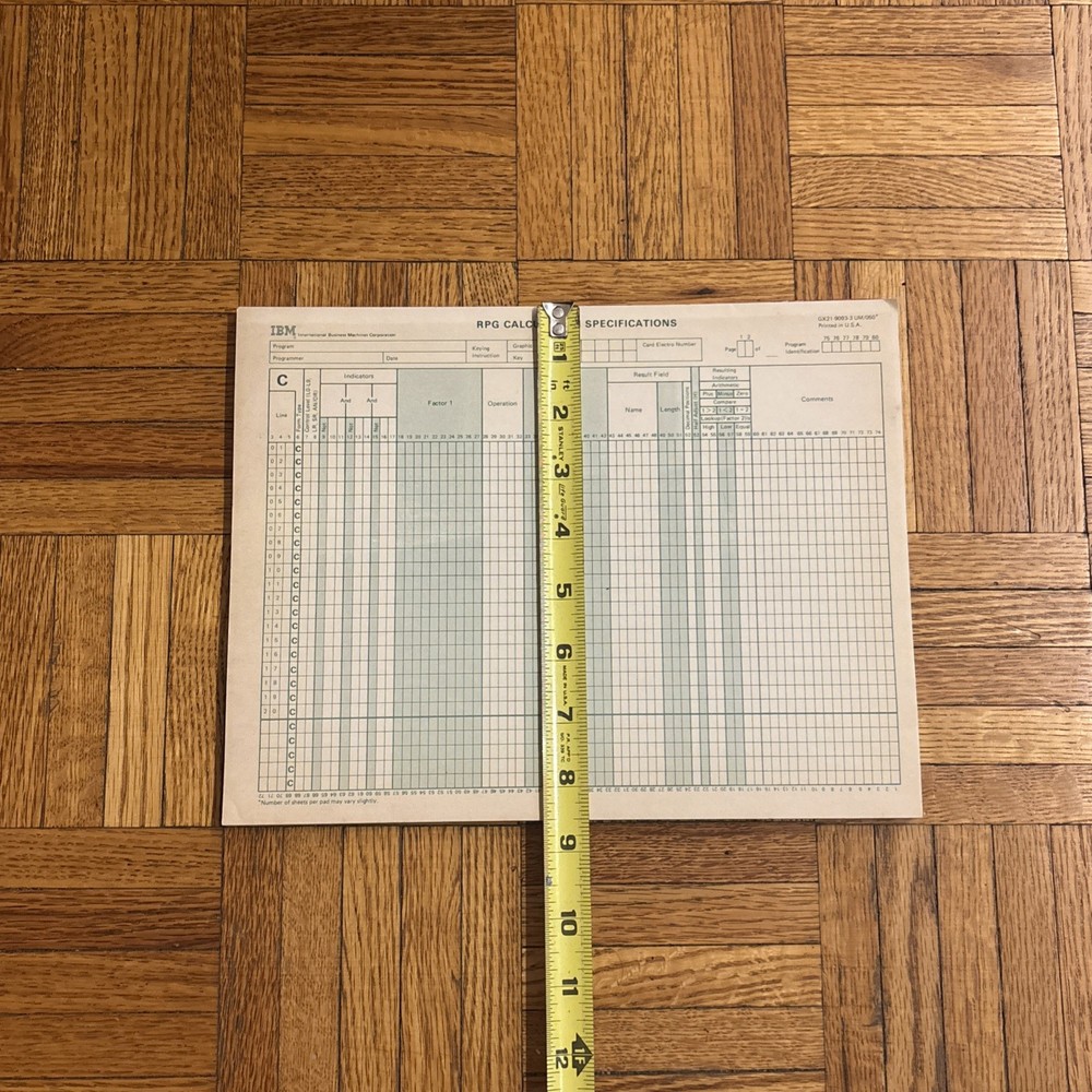 Vintage IBM RPG CALCULATION SPECIFICATION Sheets - Unused Computing Books (2)