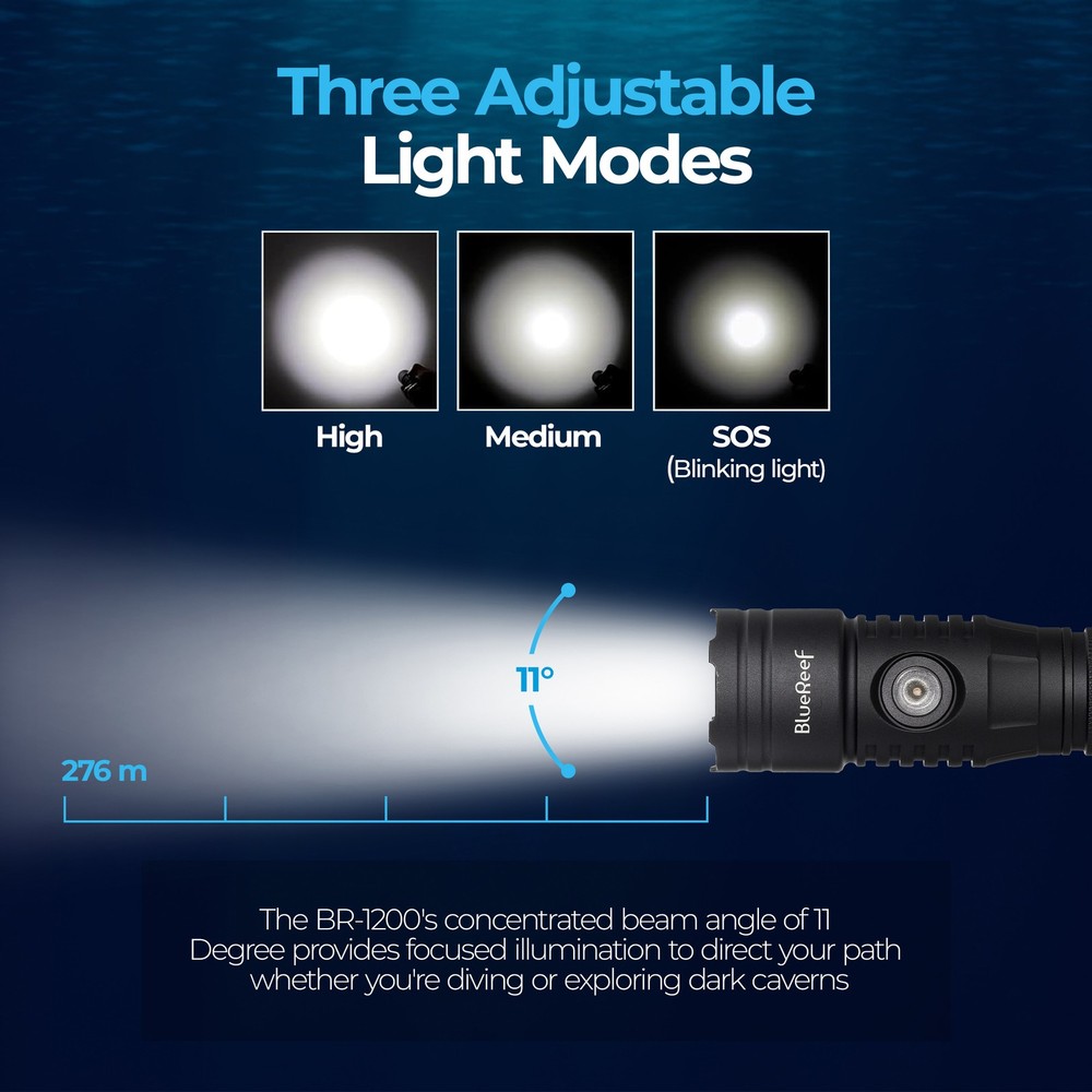 Blue Reef 1200 Lumens & 2000 Lumens Dive Light Kit
