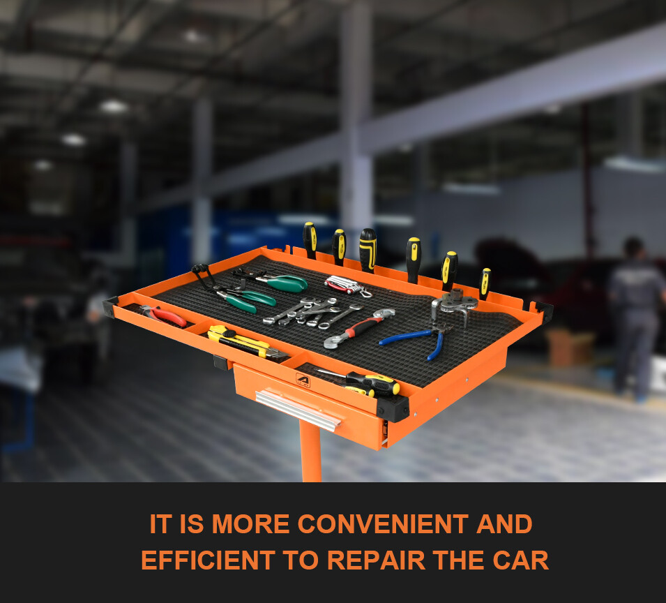 LT018 Heavy Duty Adjustable Work Table with Drawer,220 lbs Capacity Rolling Tool