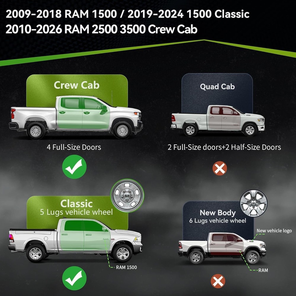 Dodge Ram 1500 Crew Cab Side Steps 2009-2018 Stainless