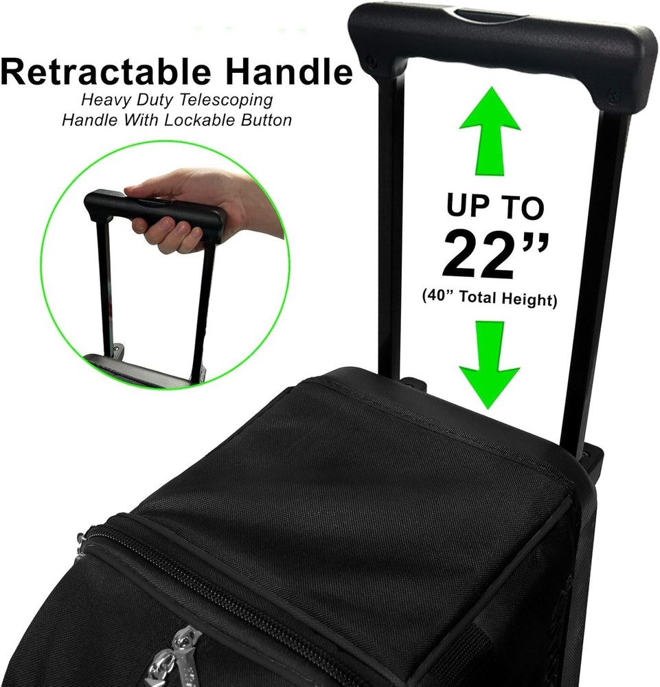 Double Roller 2 Ball Bowling Bag W/ Large Separate Compartment Bowling