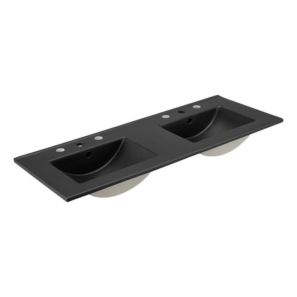 Cayman 48" Double Basin Bathroom Sink in Black