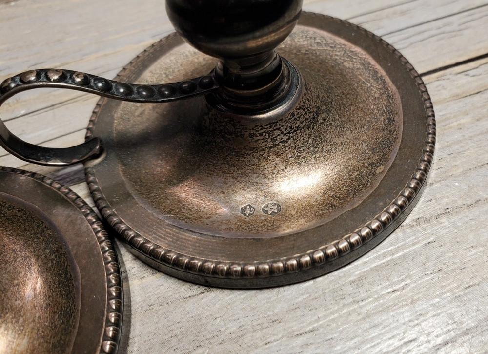 1890's solid silver Maastricht guild marked Dutch Neoclassical Candle Holders