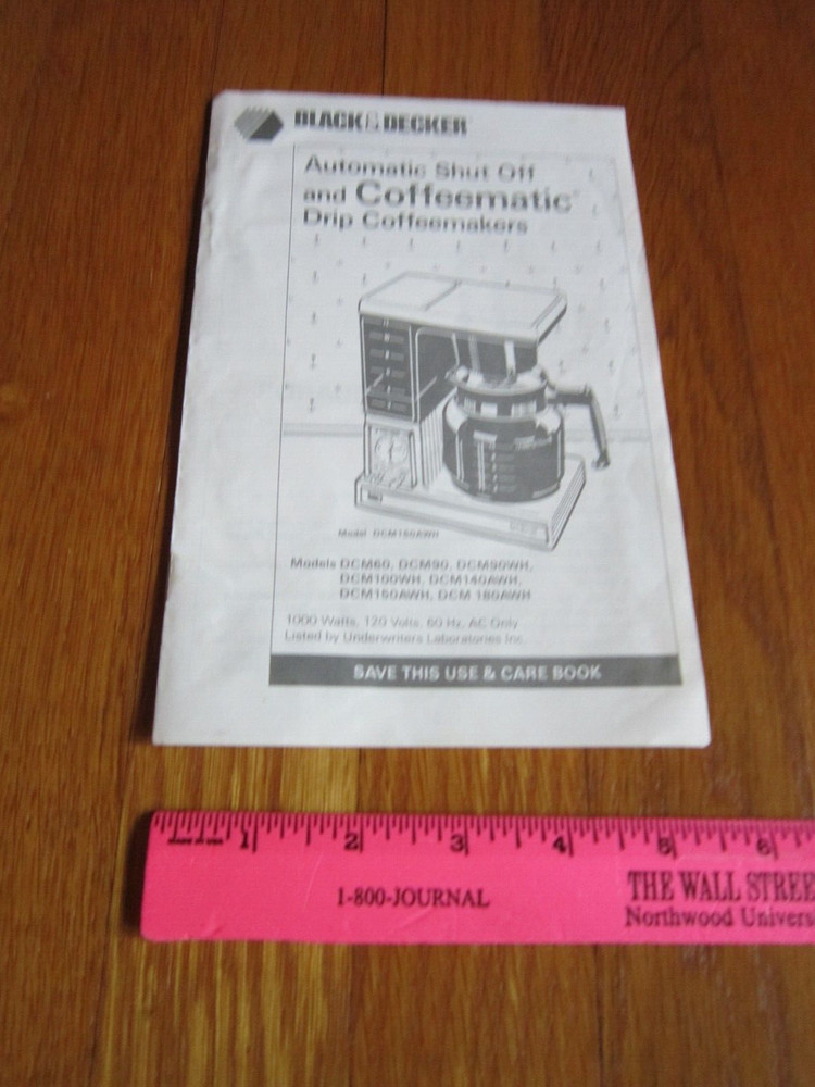 Vtg Black & Decker Coffee Maker User Manual Instructions Guide ONLY DCM Models