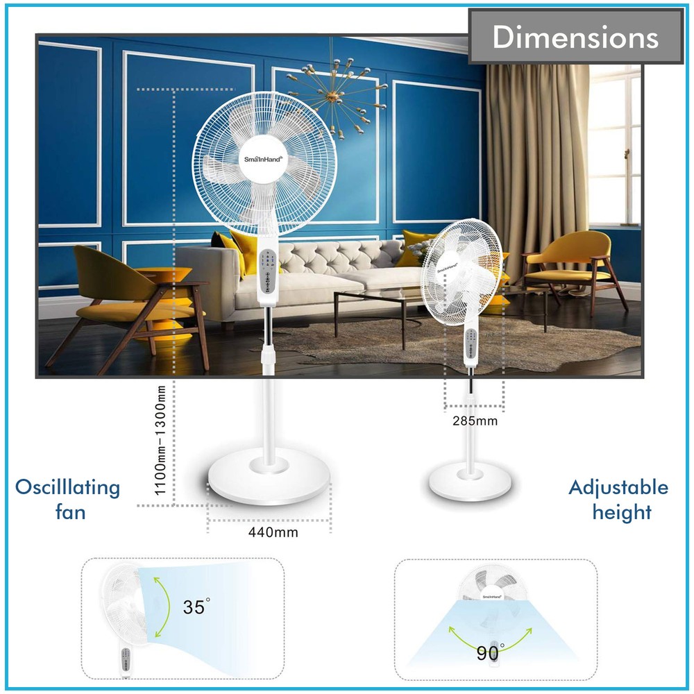 Technical Pro WIFI Enabled 16 Inch Standing Fan With Oscillating Feature