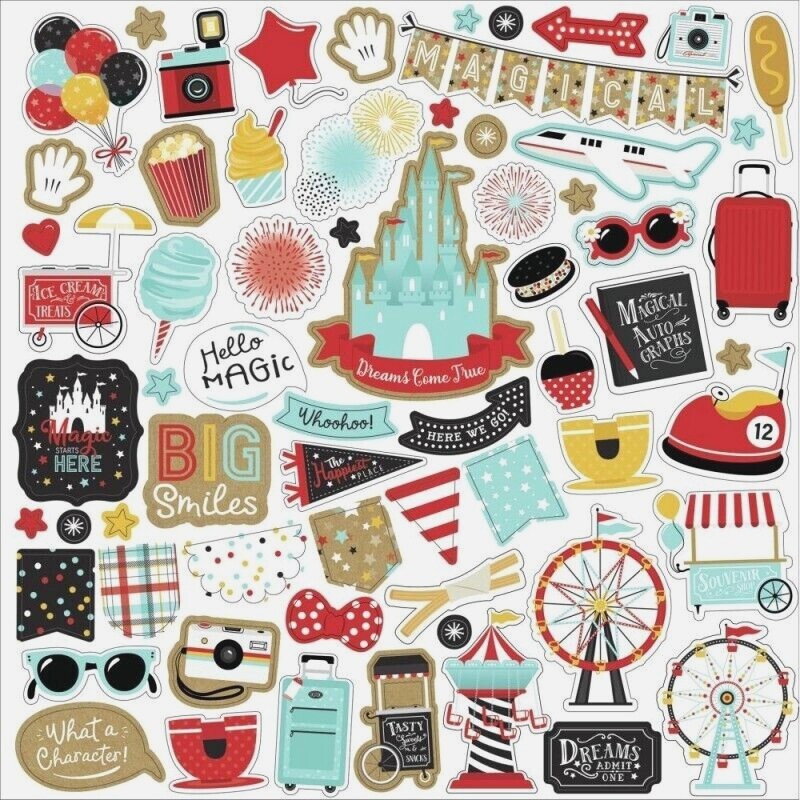 Disney Park Castle Remember Magic Rides Characters Fireworks Elements Stickers