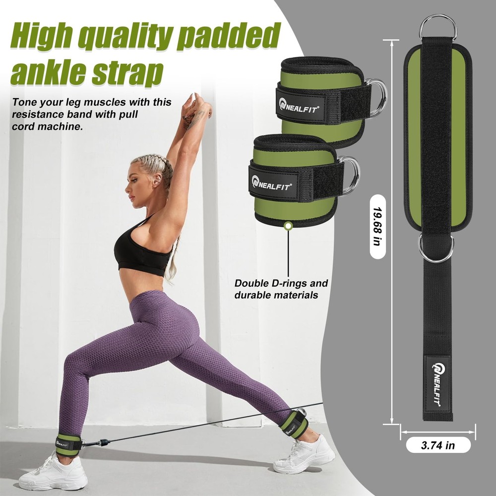 Ankle Strap for Cable Machine, Gym Ankle Cuff for Kickbacks, Leg Extensions