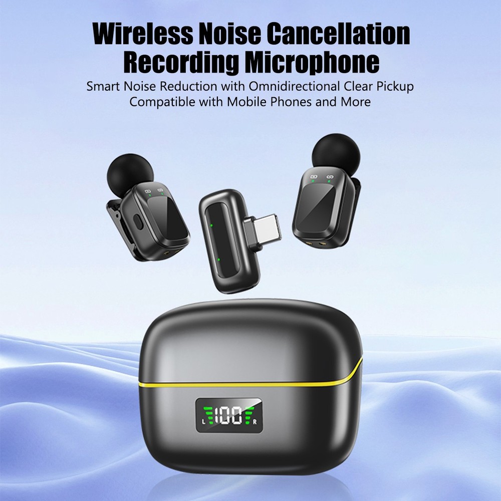 Wireless Microphone Mini Mic for iPhone/Android Phone, LED Display Lavalier Mic