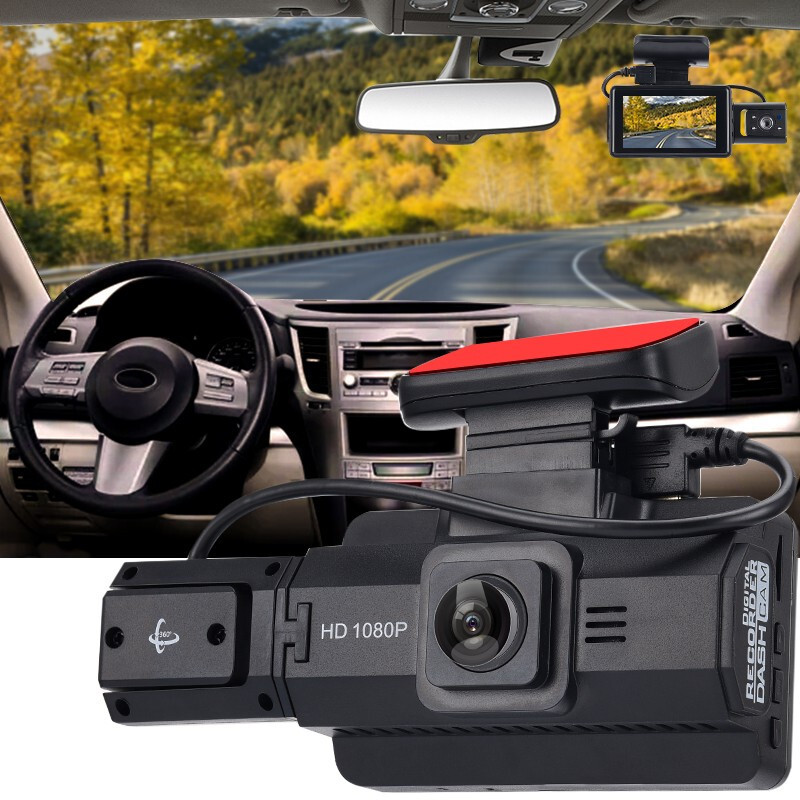 Car 2-Lens Dash Cam Front/Inside Video Recorder Camera 170° Wide Angle G-Sensor