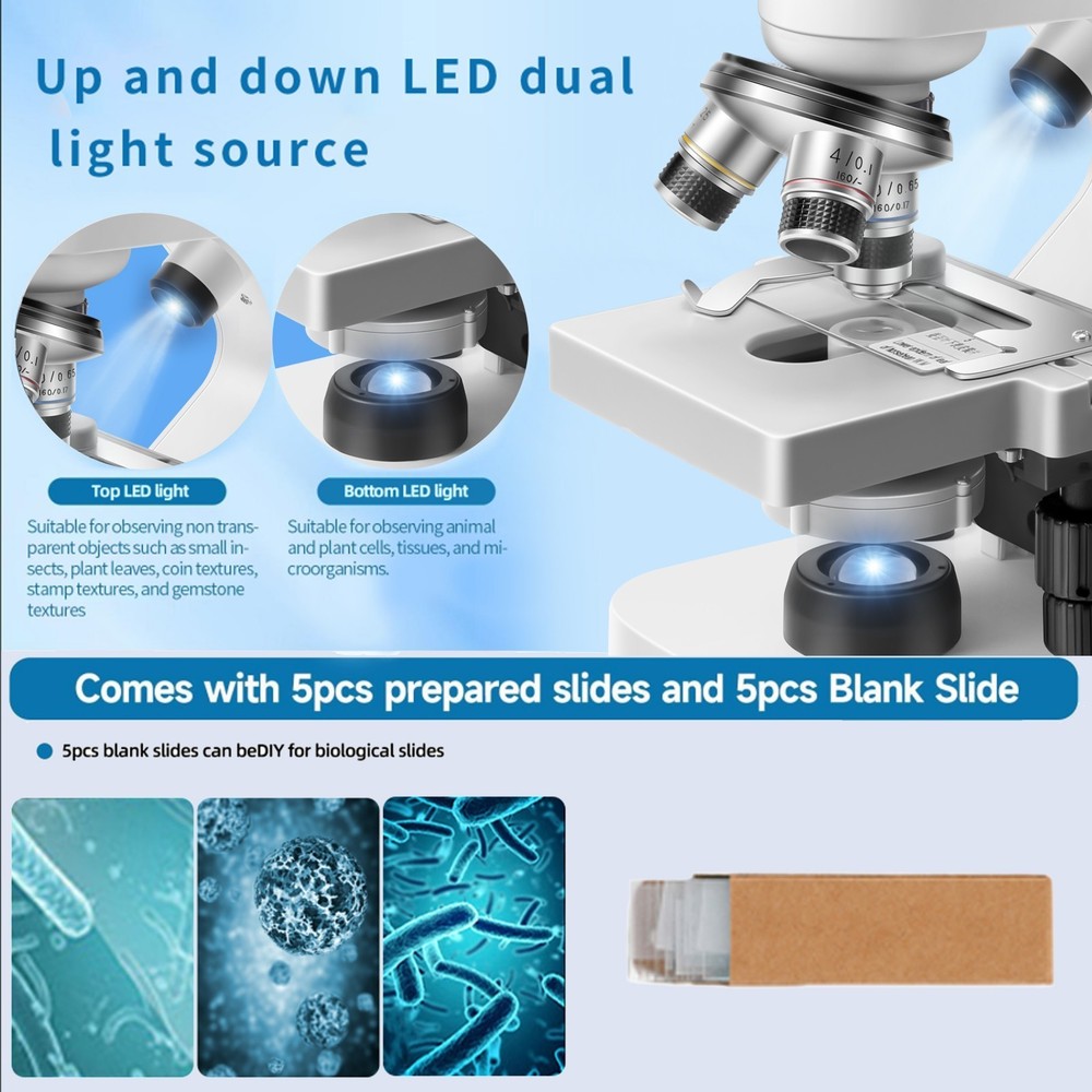 40X-2000X zoom binocular optical microscope, laboratory binocular biological mic