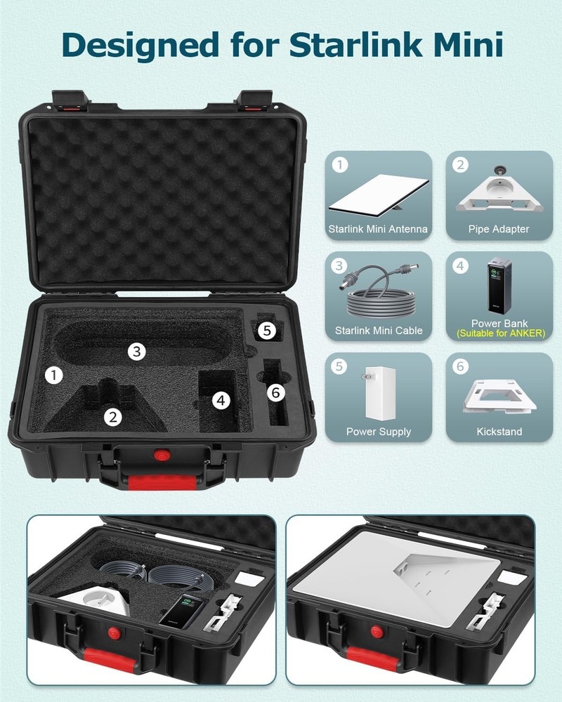 Starlink Mini Case,Waterproof Hard Shell Travel Case with Custom