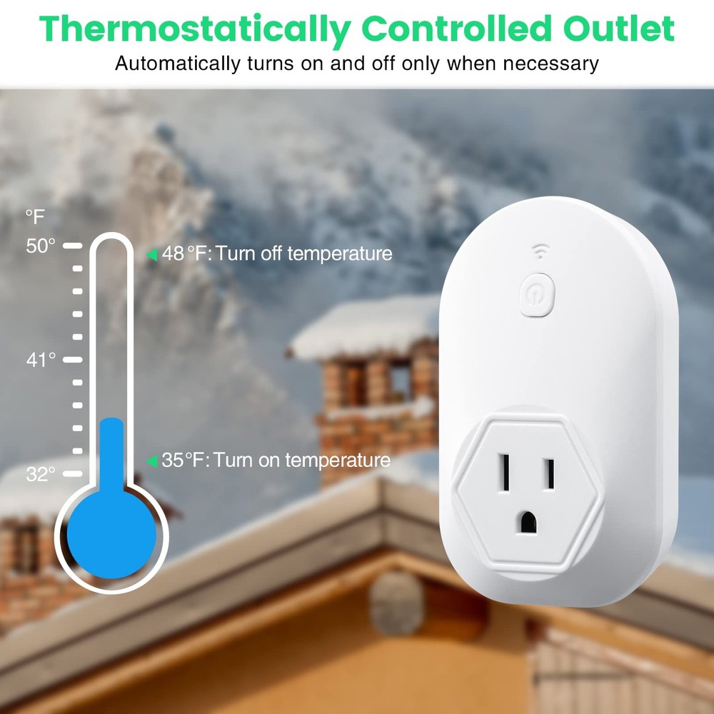 Thermostatically Controlled Outlet, Plug-in Freeze Protection White
