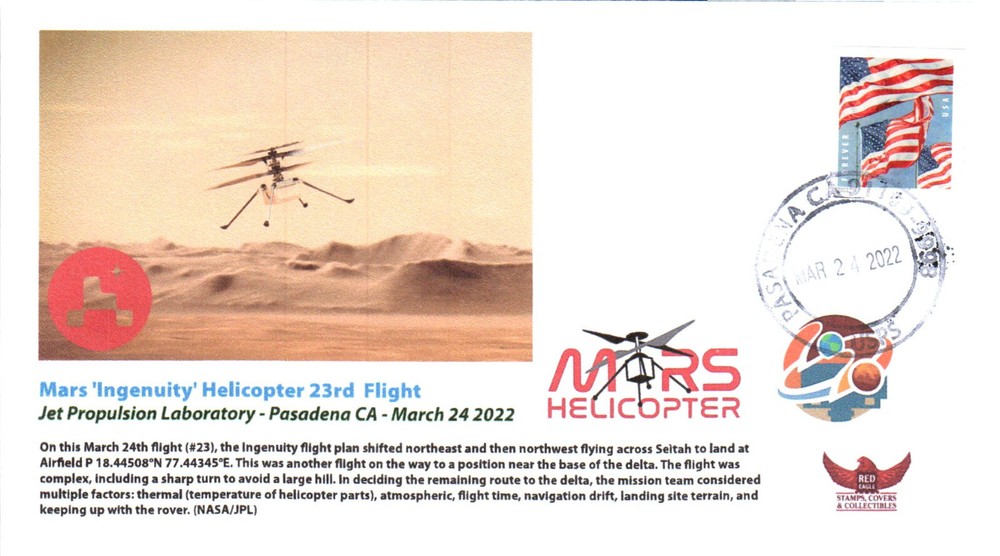 2022 Mars 'Ingenuity' Helicopter Twenty-Third Flight Pasadena 24 March