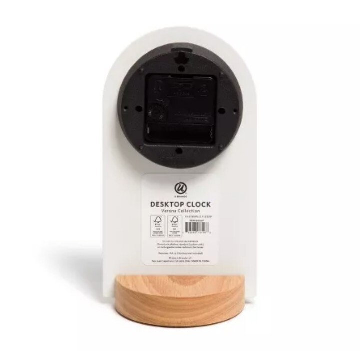 U Brands White Desktop Clock, Verona Collection