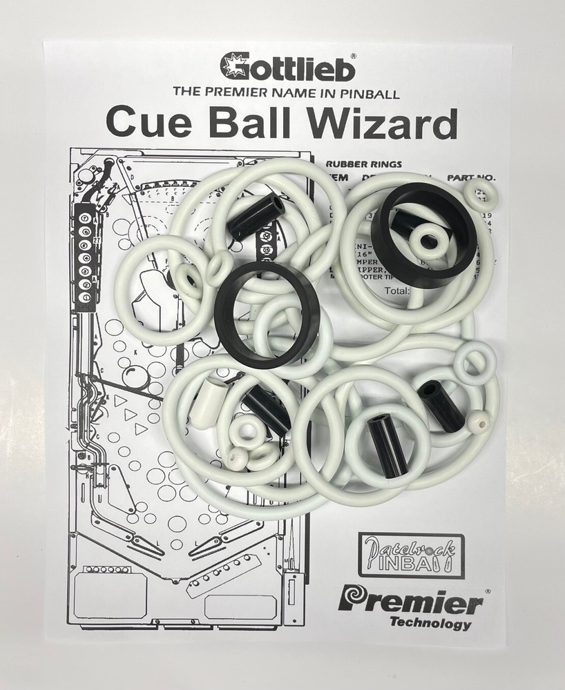 1992 Gottlieb / Premier Cue Ball Wizard Pinball Machine Rubber Ring Kit