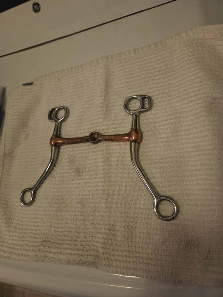 Tough 1 Training Snaffle Bit w Copper Mouth 5" Mouth 6 1/2" Cheeks