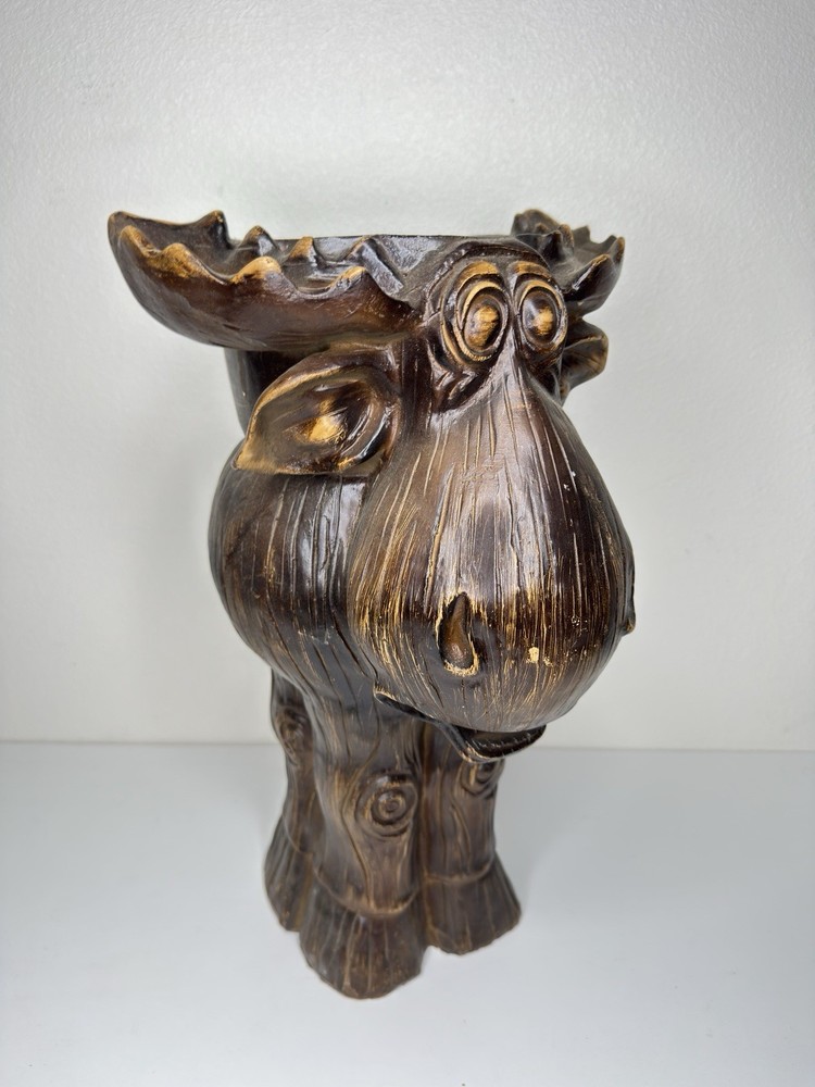 Vintage Rustic Moose Head Decorative Bowl Organizer 17”