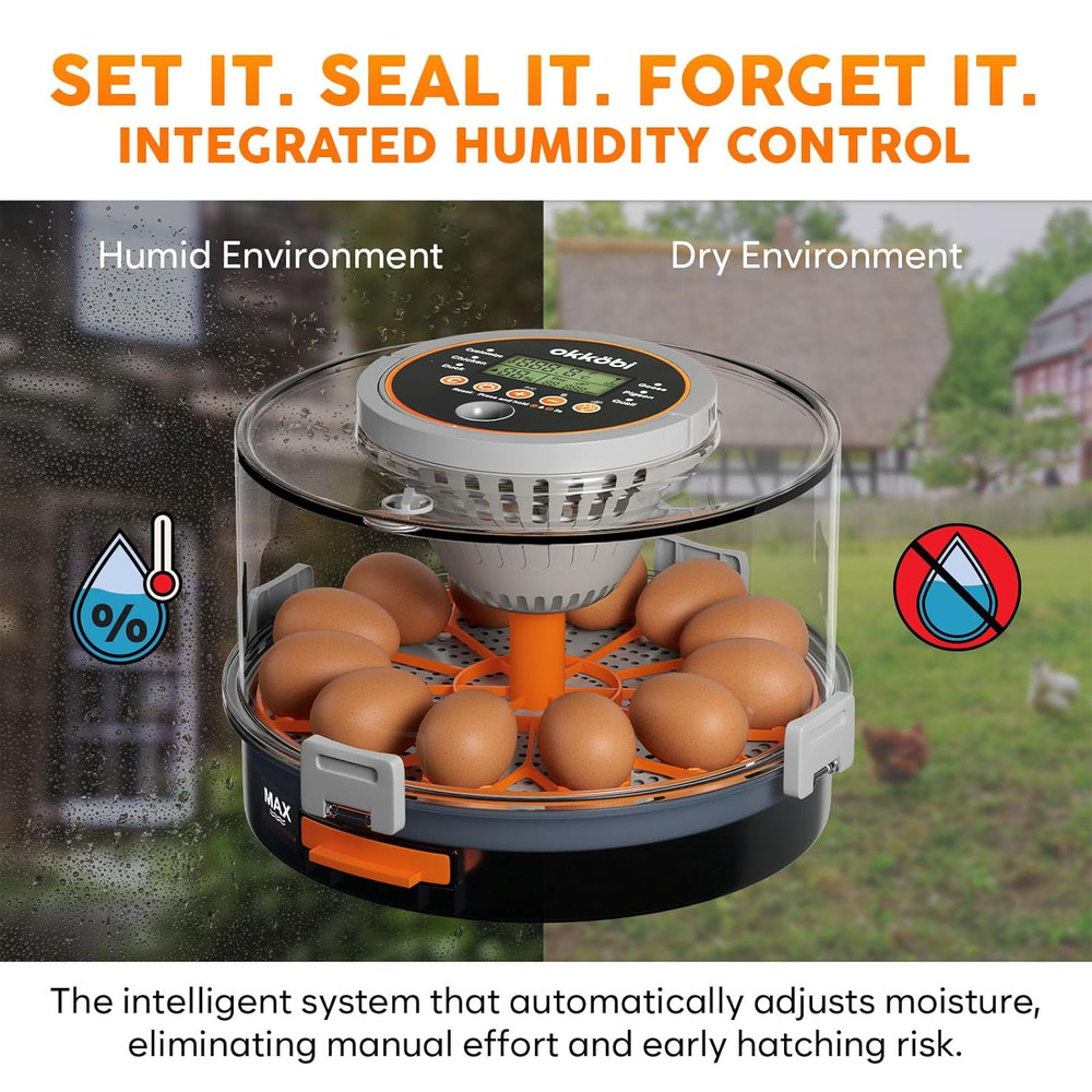 12 Egg Incubator with Automatic Egg Turning and Humidity Control – Temperature A