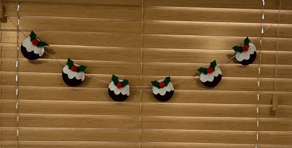 Handmade Felt Christmas Pudding , Garland , Bunting