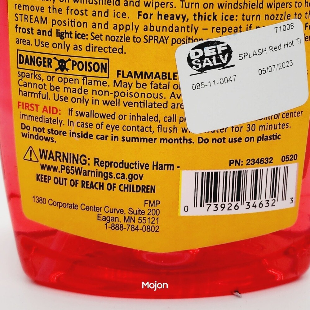 SPLASH Red Hot De-Icer Windshield Trigger Spray 32 Ounces- New