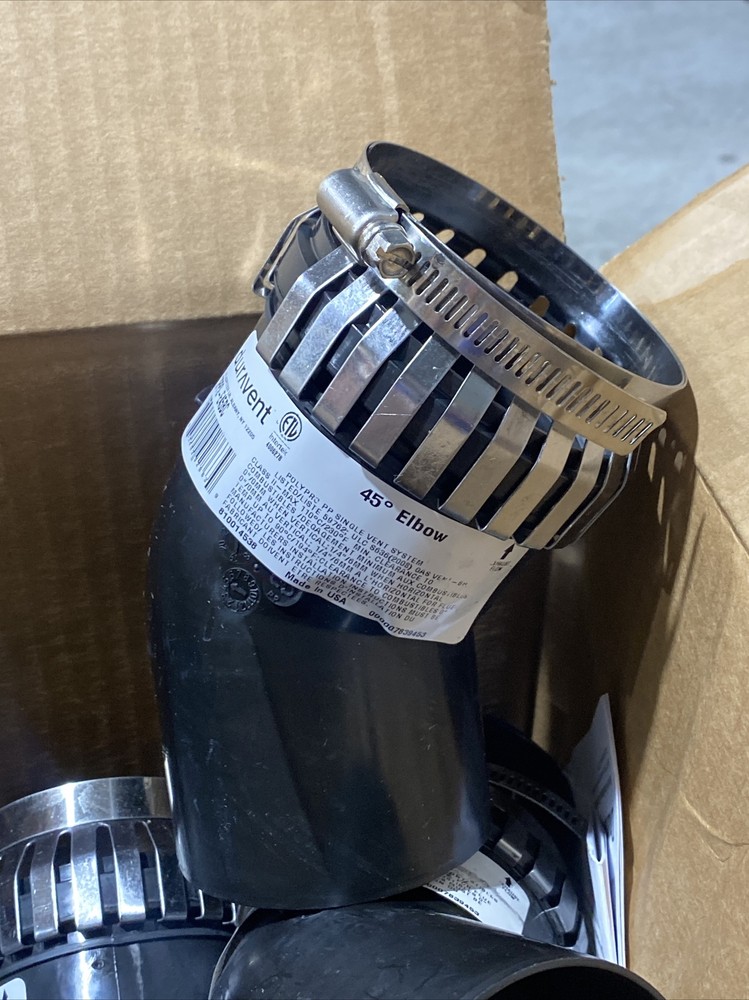 DuraVent PolyPro 3PPS-E45BC - 3" Single Wall PP - Elbow 45 Degree UV Black Qty:6