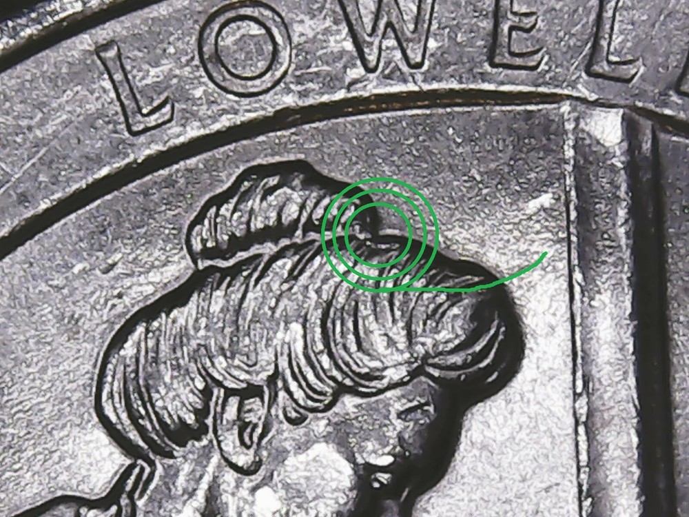 2019-P Lowell ATB Quarter with Die Chips Mint Error.