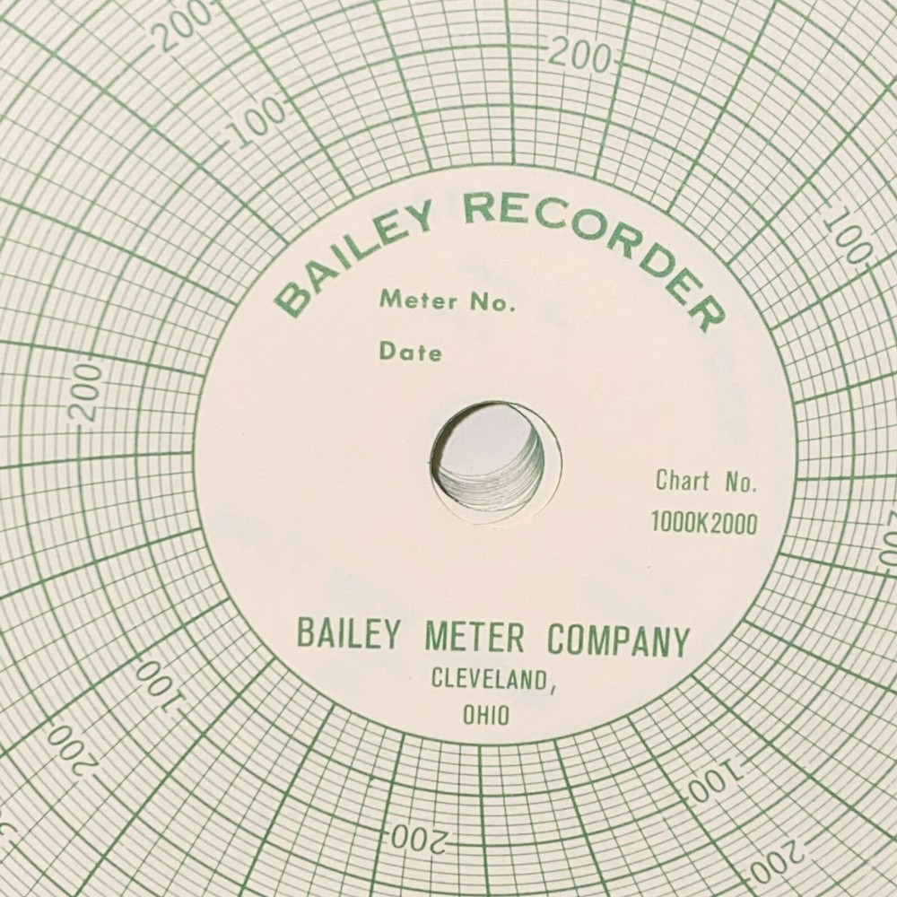Bailey Graphic Controls Recorder Chart Circular Paper 100 Pack 11" #1000K2000