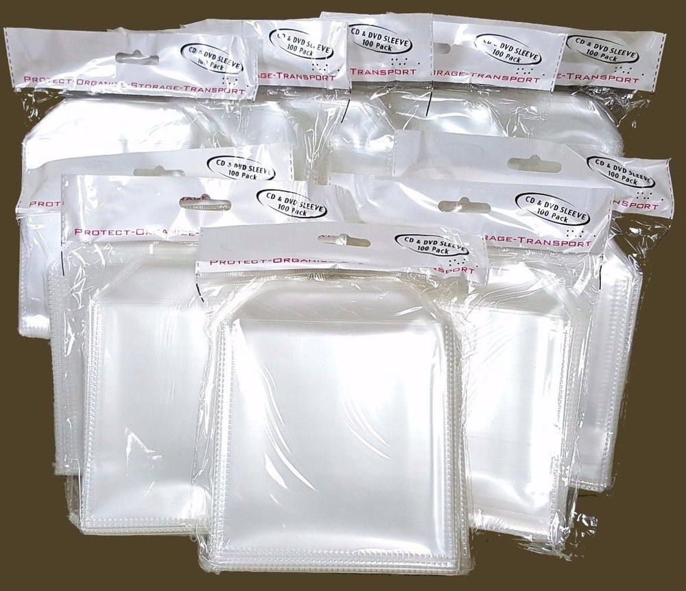 1000 CD DVD CPP Clear Plastic Sleeve with Flap, stitching on borders, 100micron