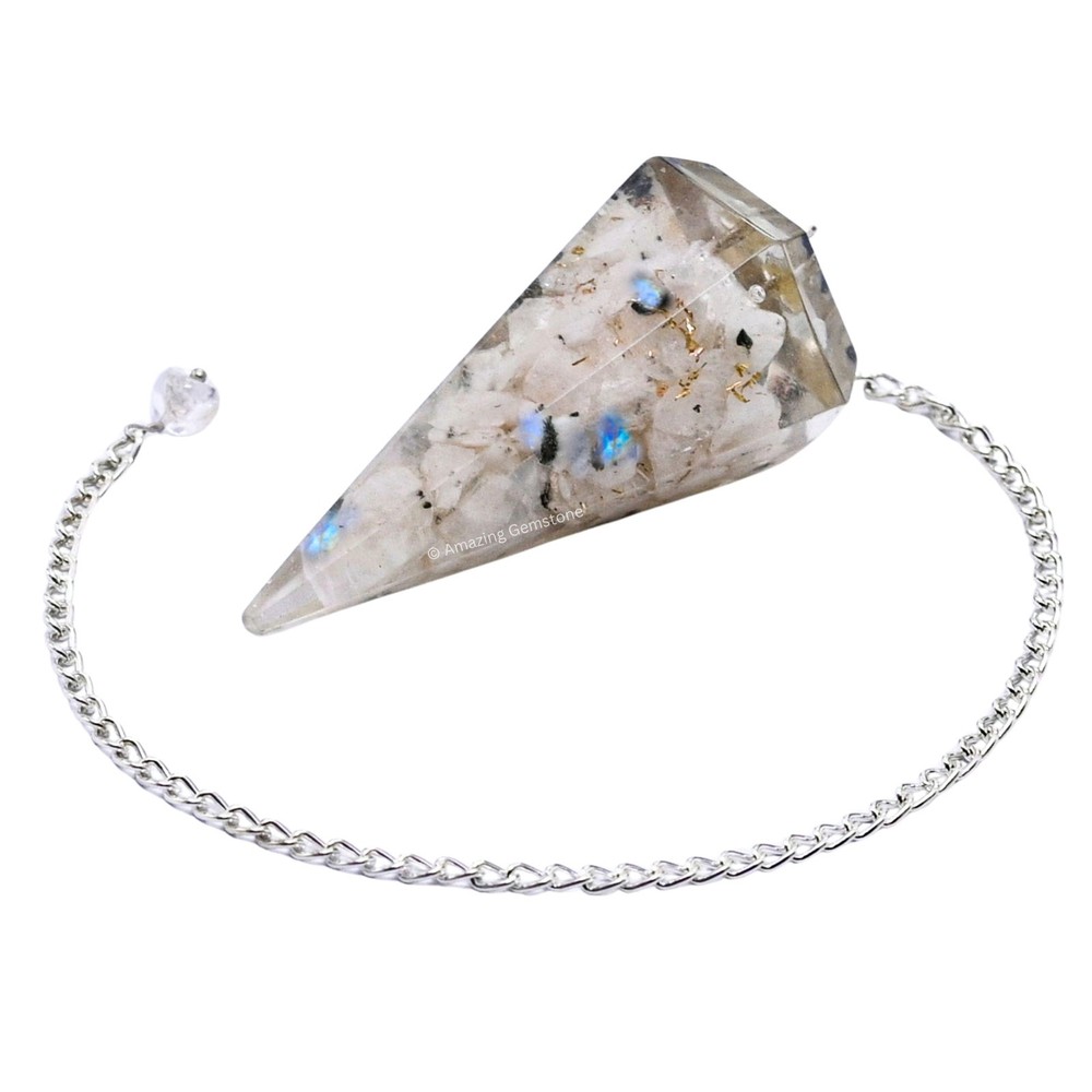 Rainbow Moonstone Orgone Crystal Pendulums